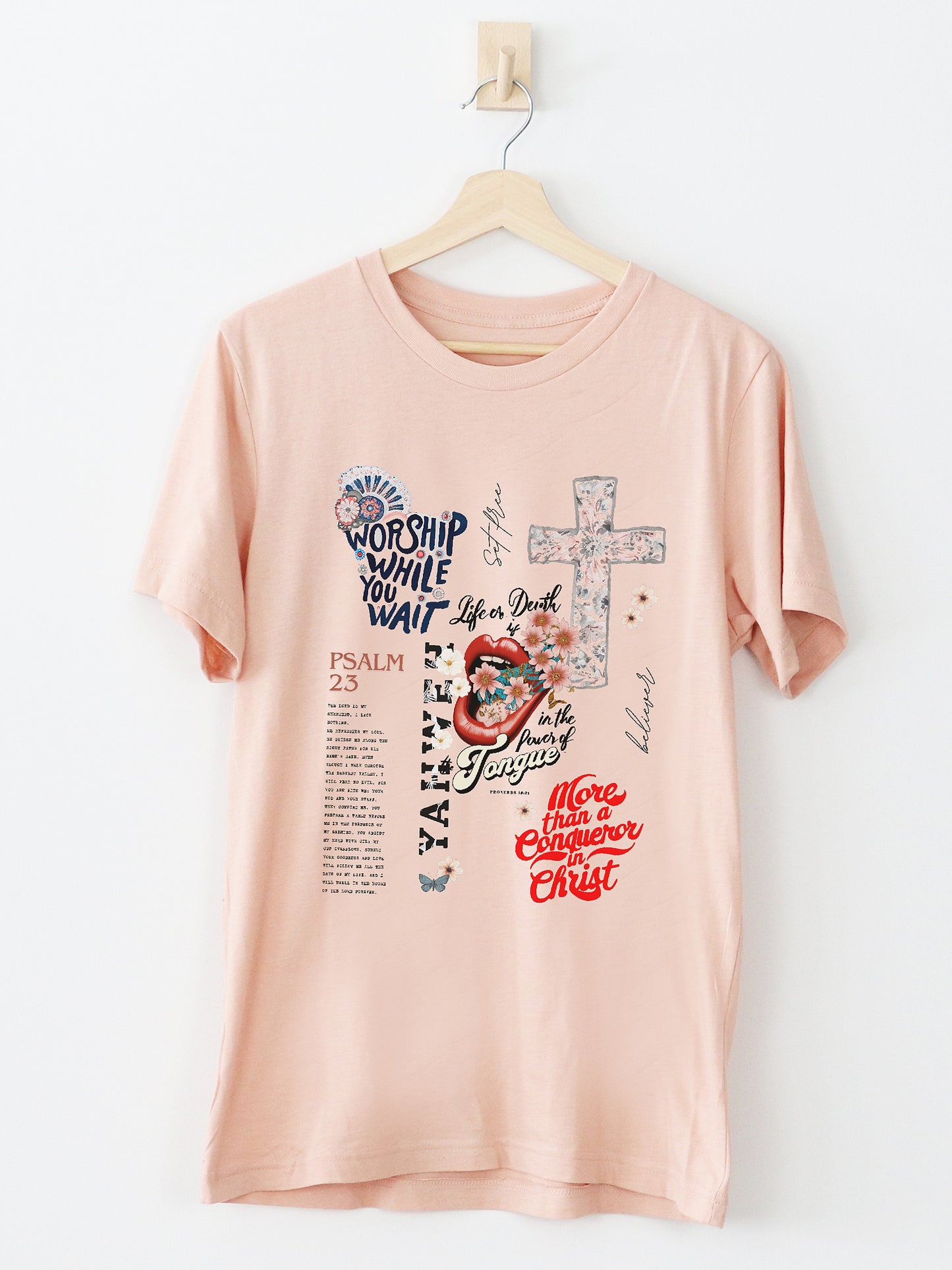 Worship Collage Heather Peach Graphic Tee