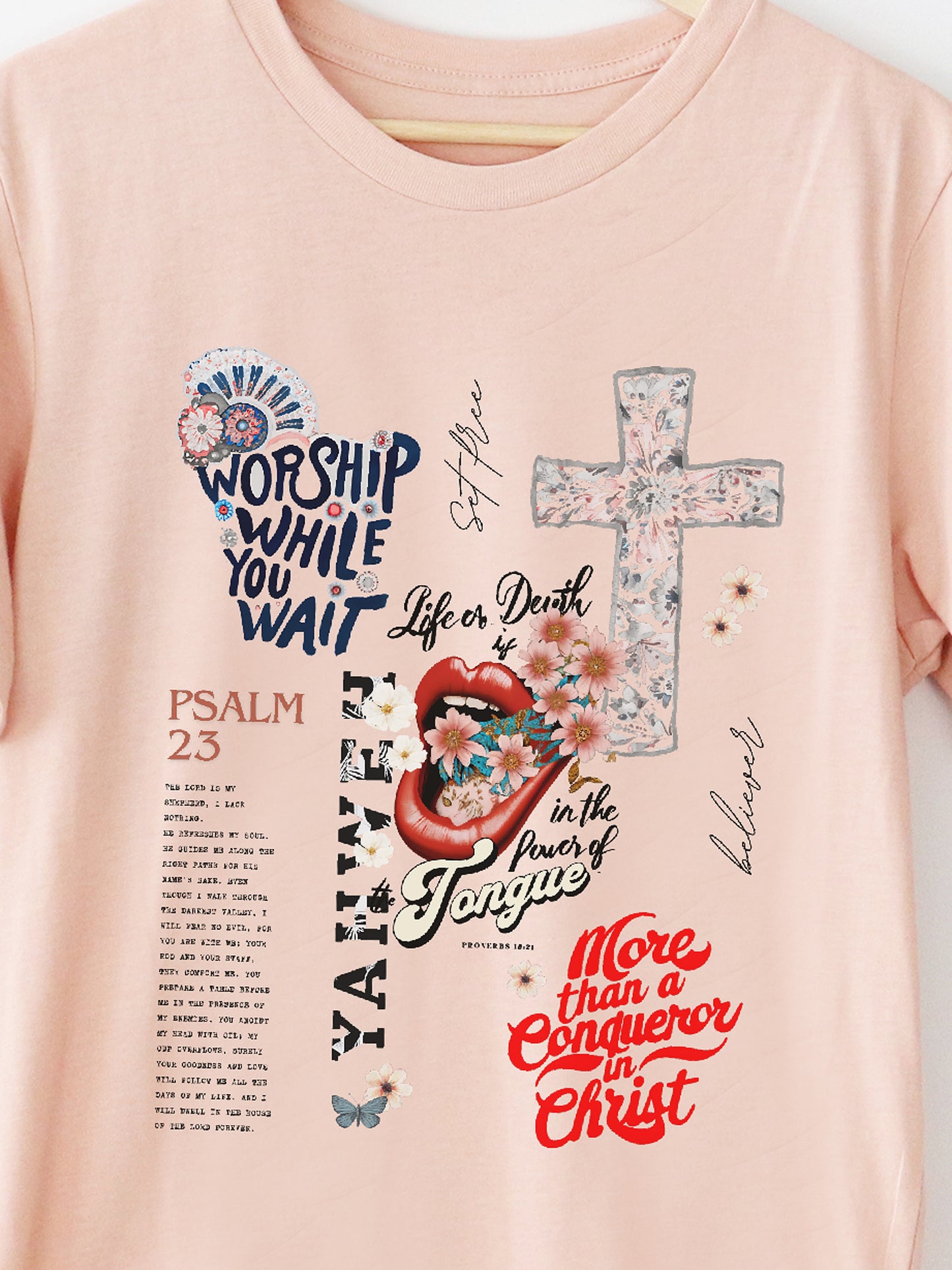 Worship Collage Heather Peach Graphic Tee