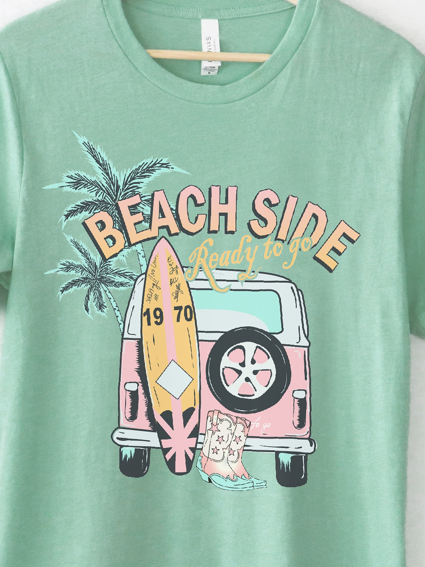 Beach Side Heather Mint Graphic Tee