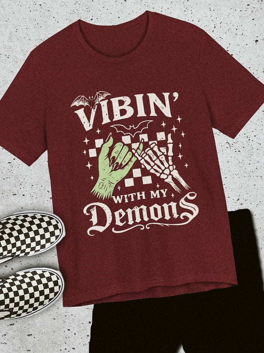 Vibin with Demons Maroon Graphic Tee