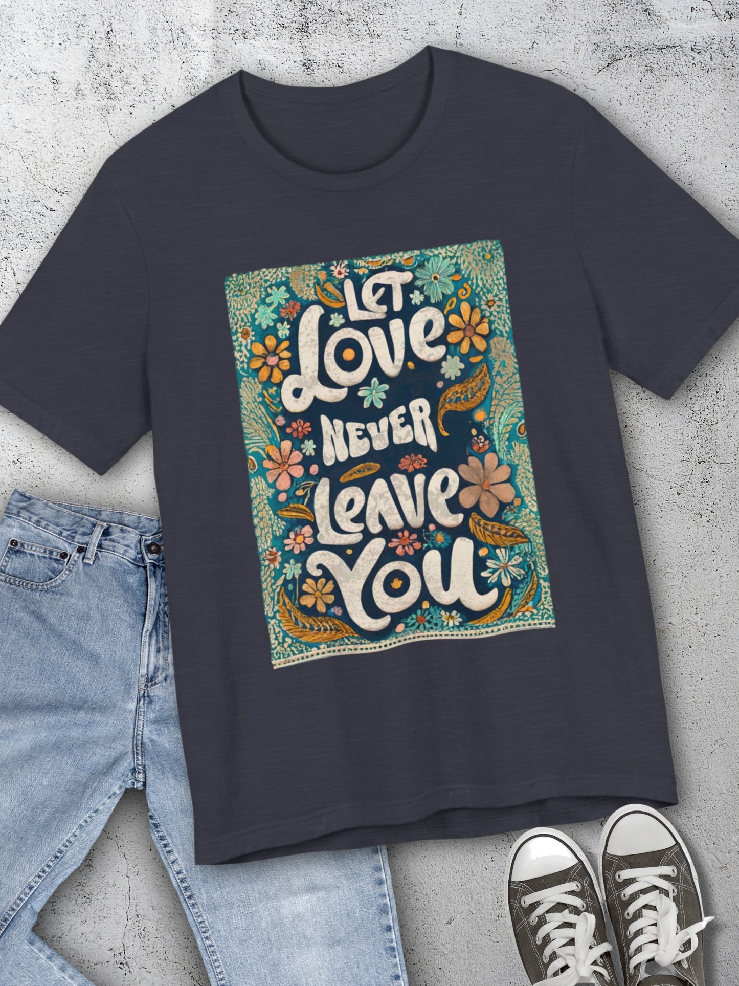Let Love Never Leave You - Midnight Navy Graphic Tee