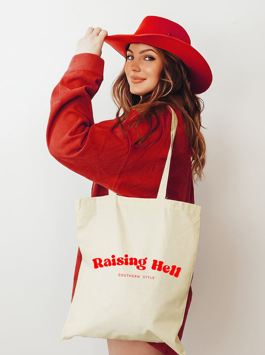 Raising Hell Cotton Canvas Tote Bag