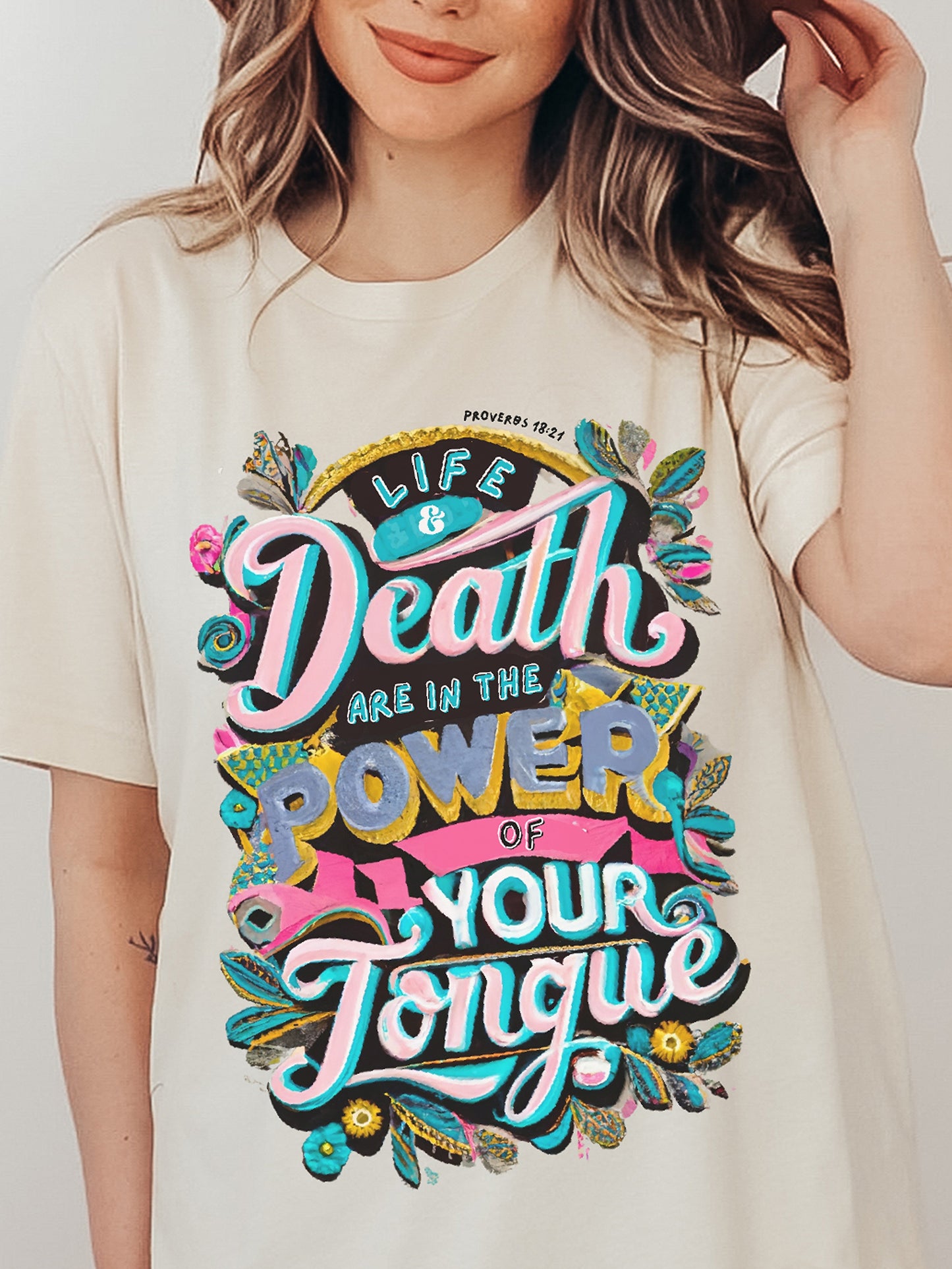 Power Of Your Tongue Cream Graphic Tee