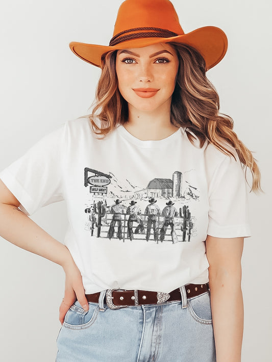 Wild West Cowboys White Graphic Tee