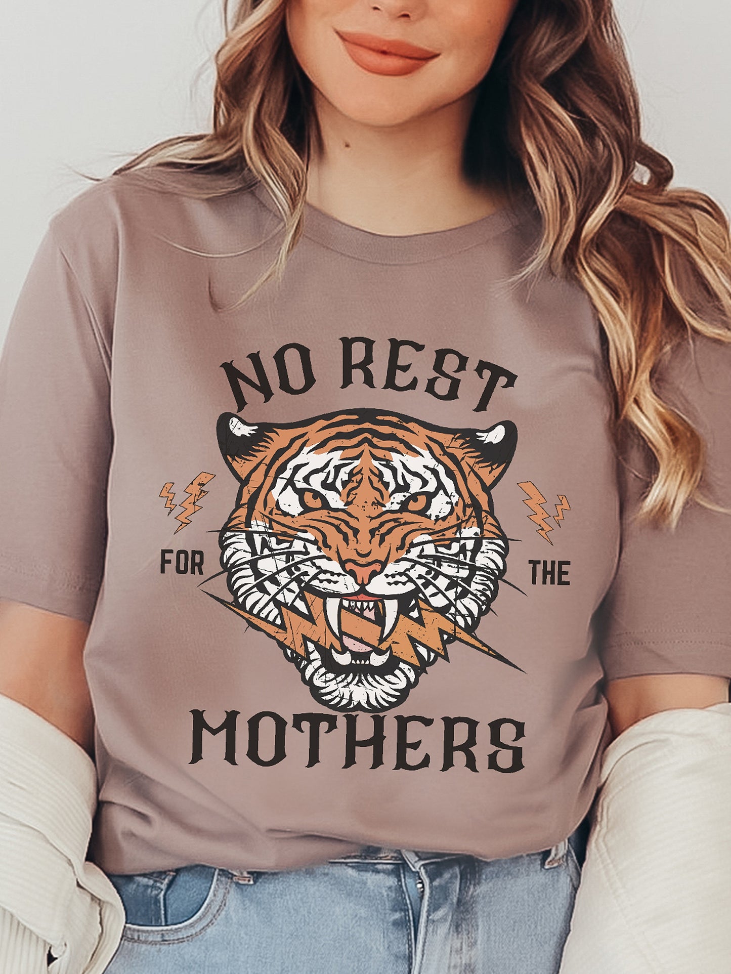 No Rest For The Mothers Pebble Brown Graphic Tee