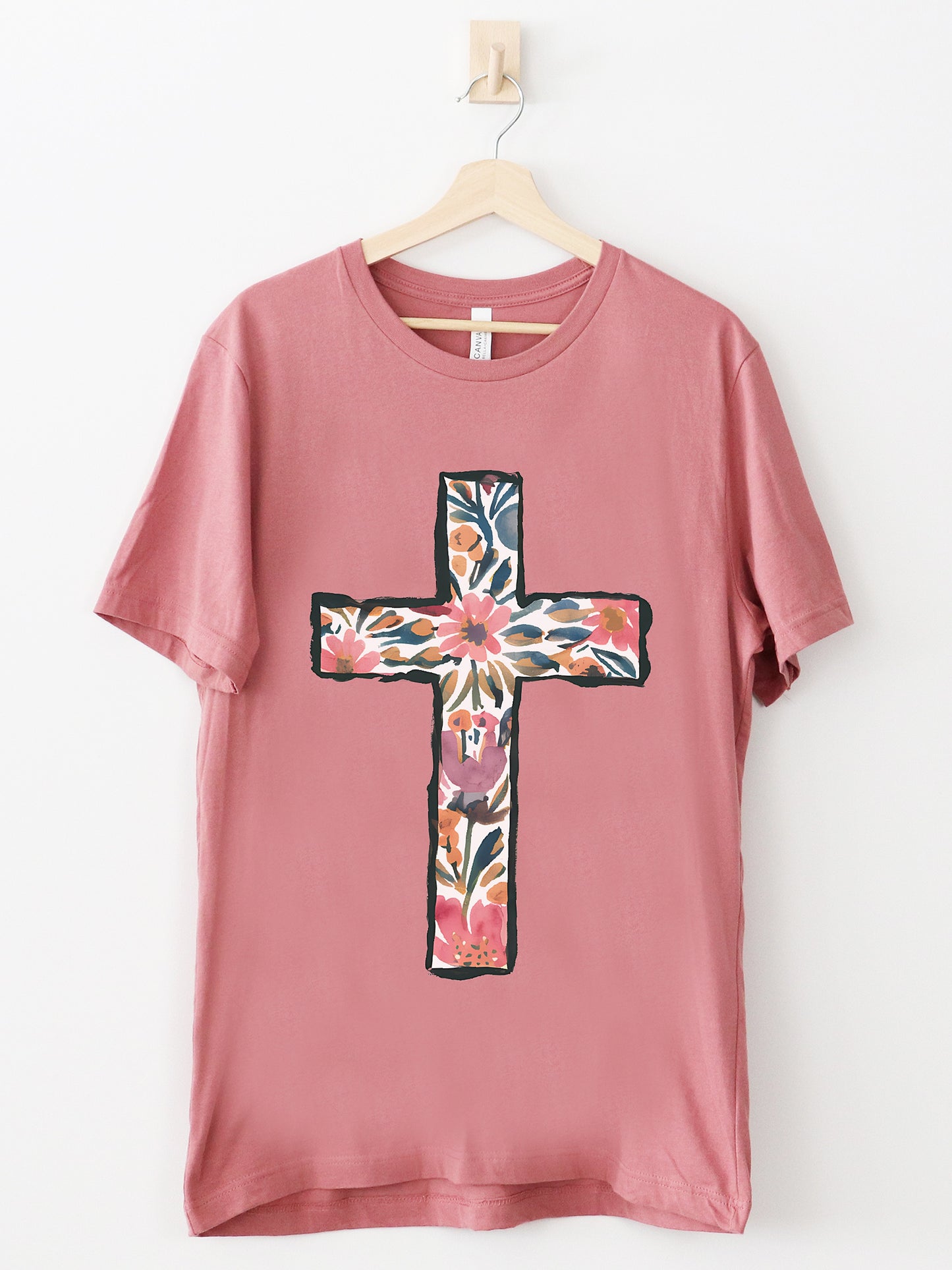 Floral Cross Heather Mauve Graphic Tee