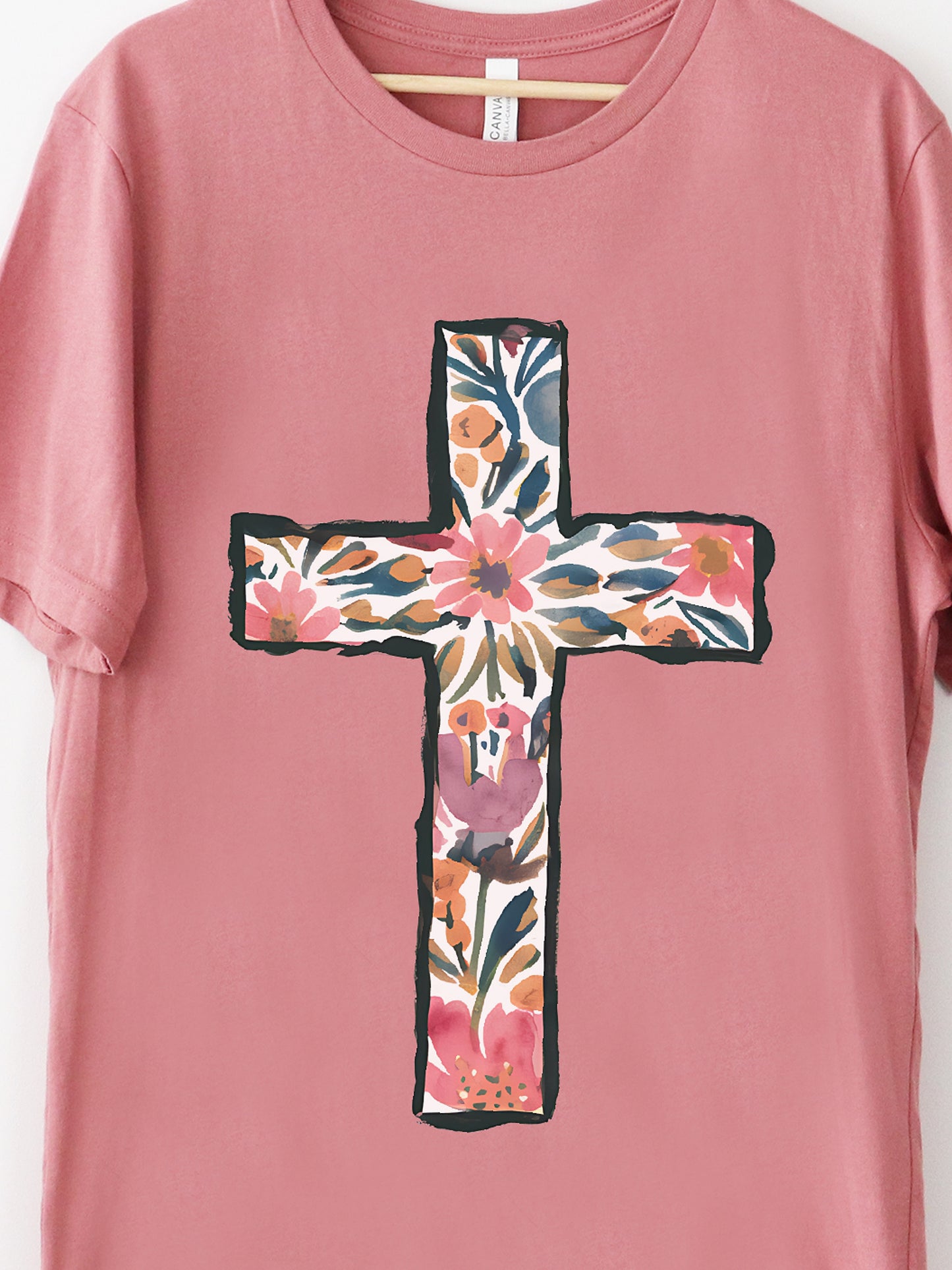 Floral Cross Heather Mauve Graphic Tee