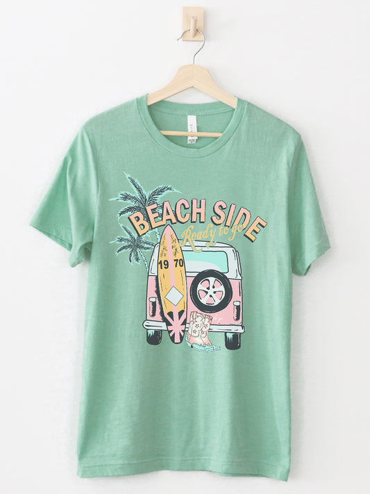 Beach Side Heather Mint Graphic Tee