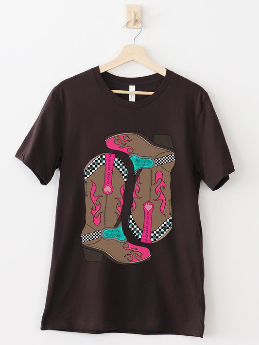 Punchy Boots Brown Graphic Tee