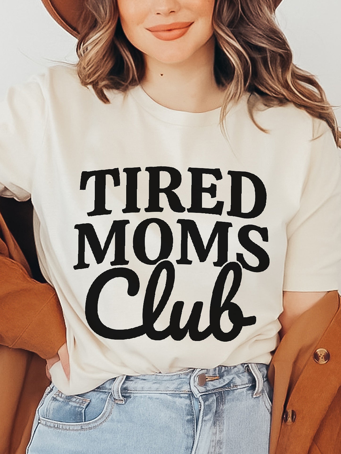 Tired Moms Club Cream Graphic Tee