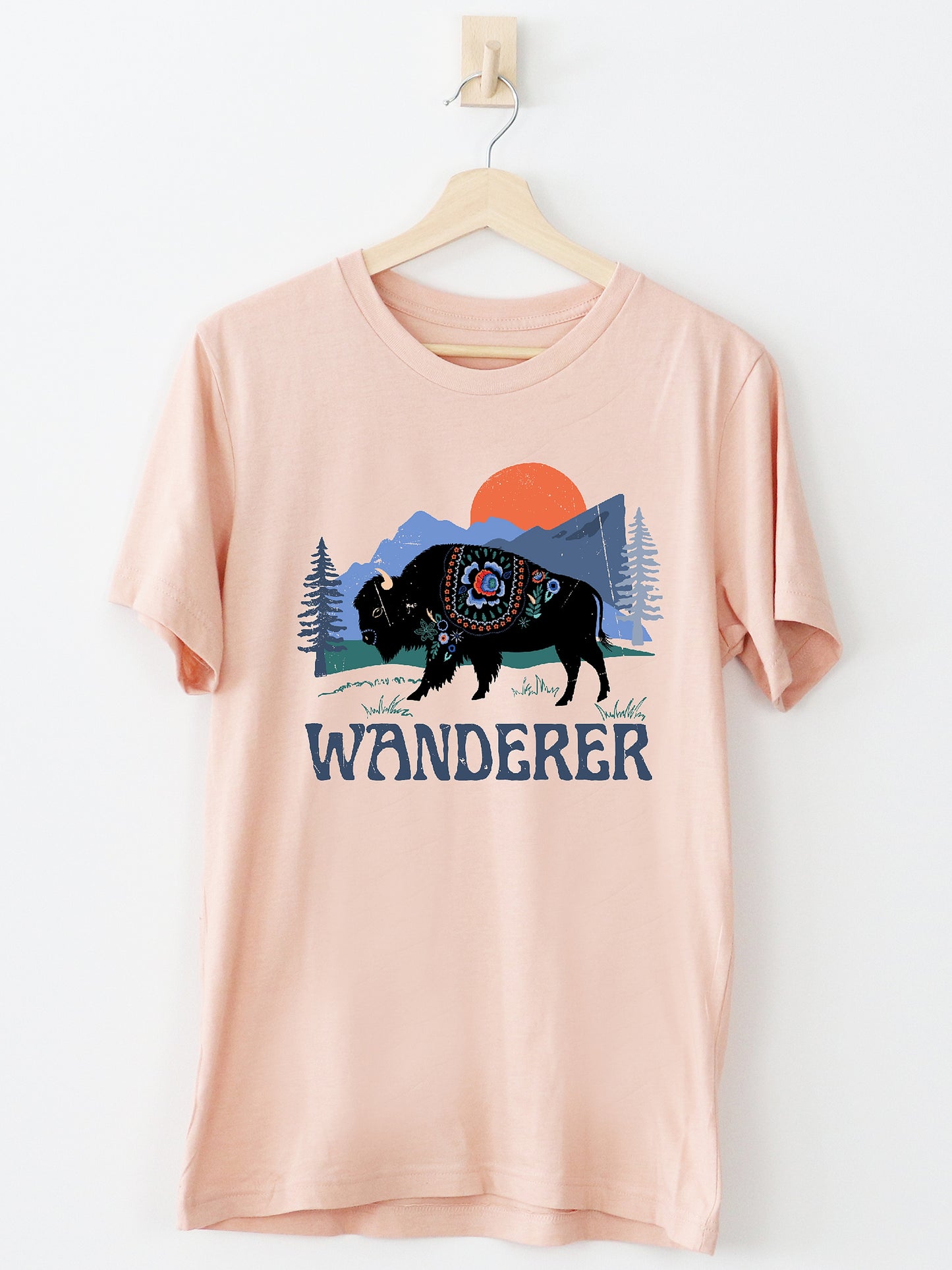 Wanderer Buffalo Heather Peach Graphic Tee