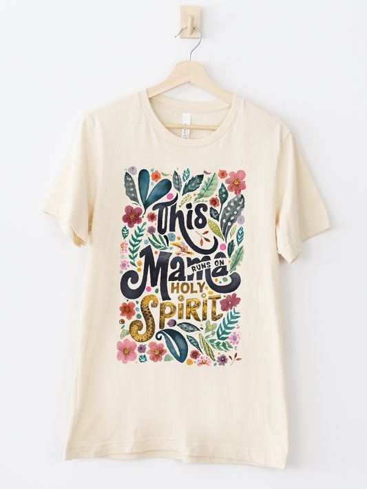 This Mama Runs On Holy Spirit Cream Graphic Tee