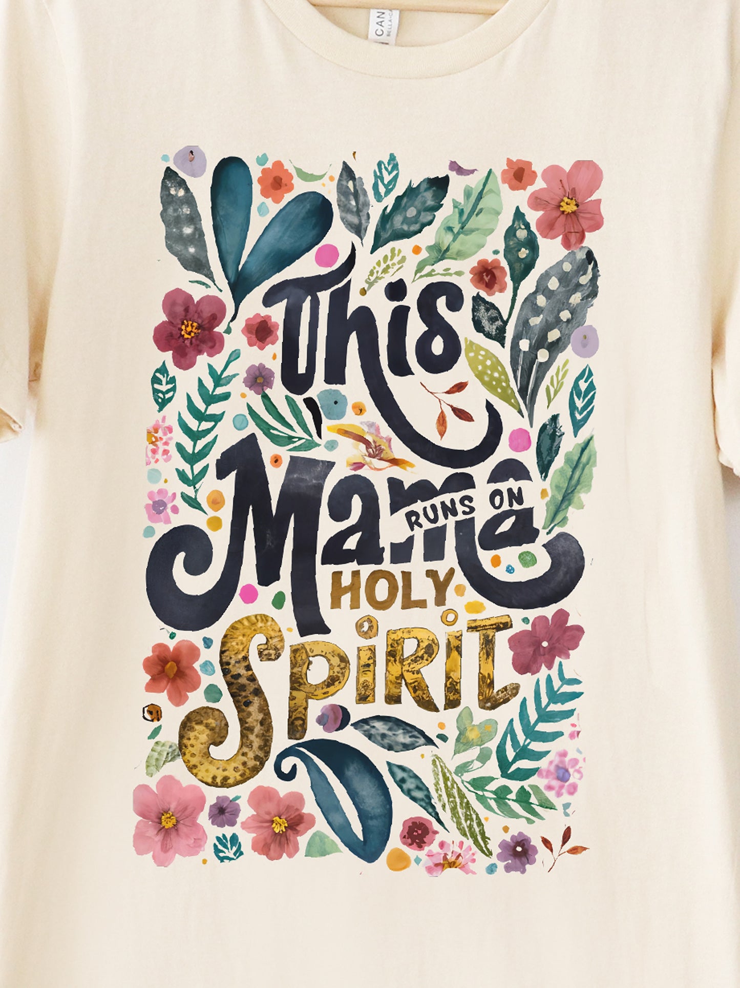 This Mama Runs On Holy Spirit Cream Graphic Tee