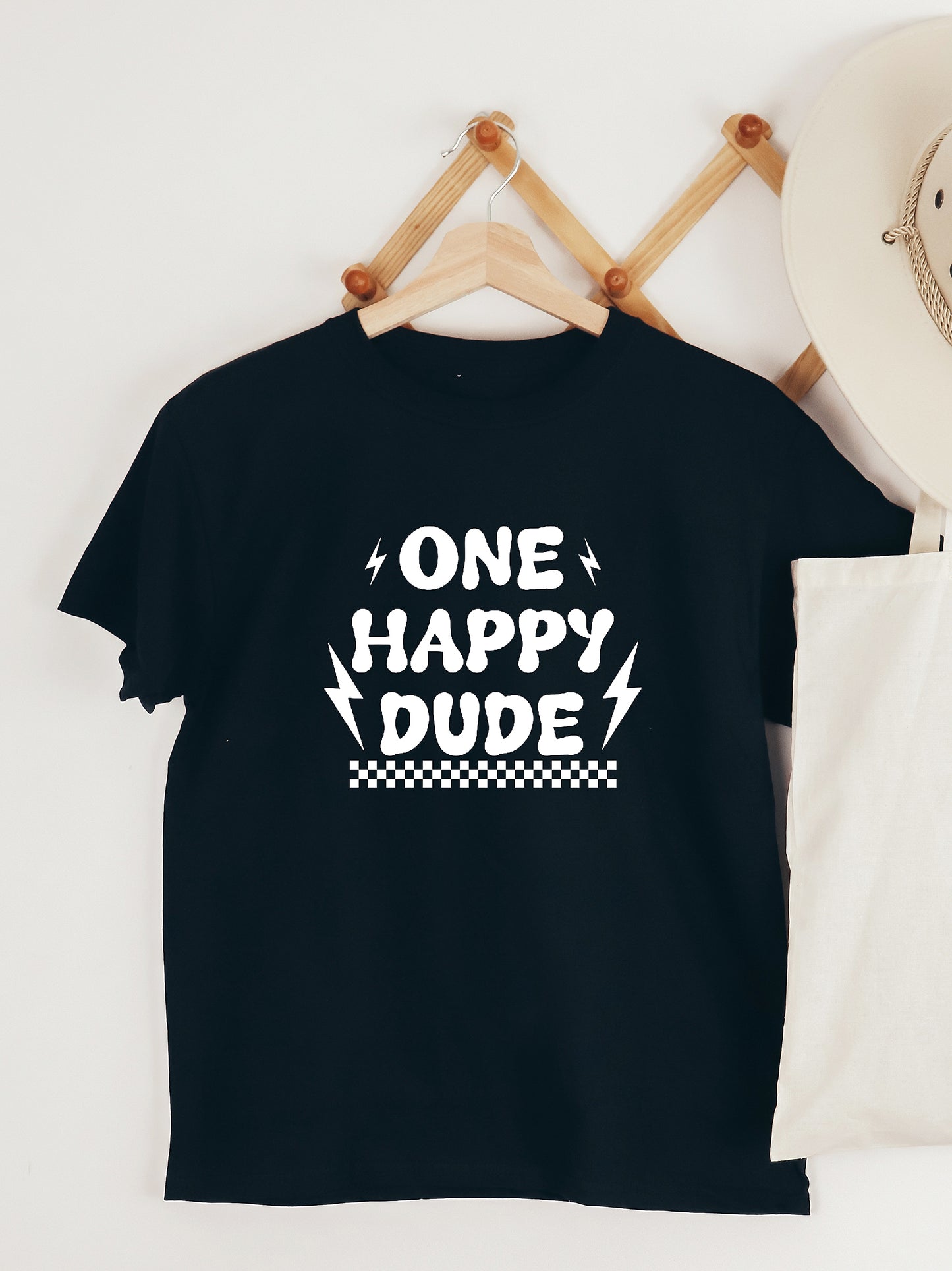 One Happy Dude Youth Black Graphic Tee