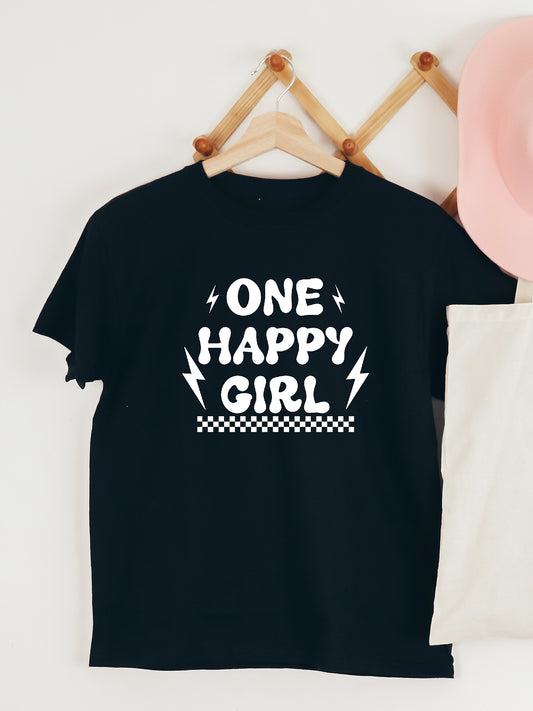 One Happy Girl Youth Black Graphic Tee