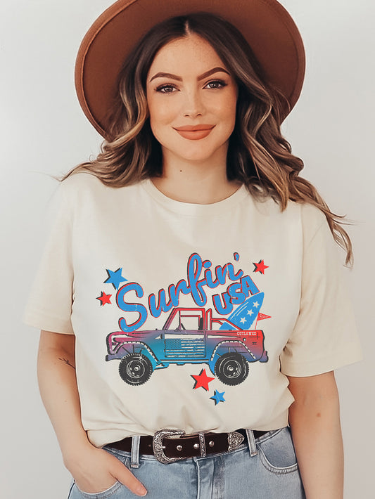 Surfin' USA Cream Graphic Tee