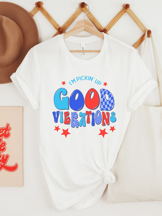 Good Vibrations White Graphic Tee