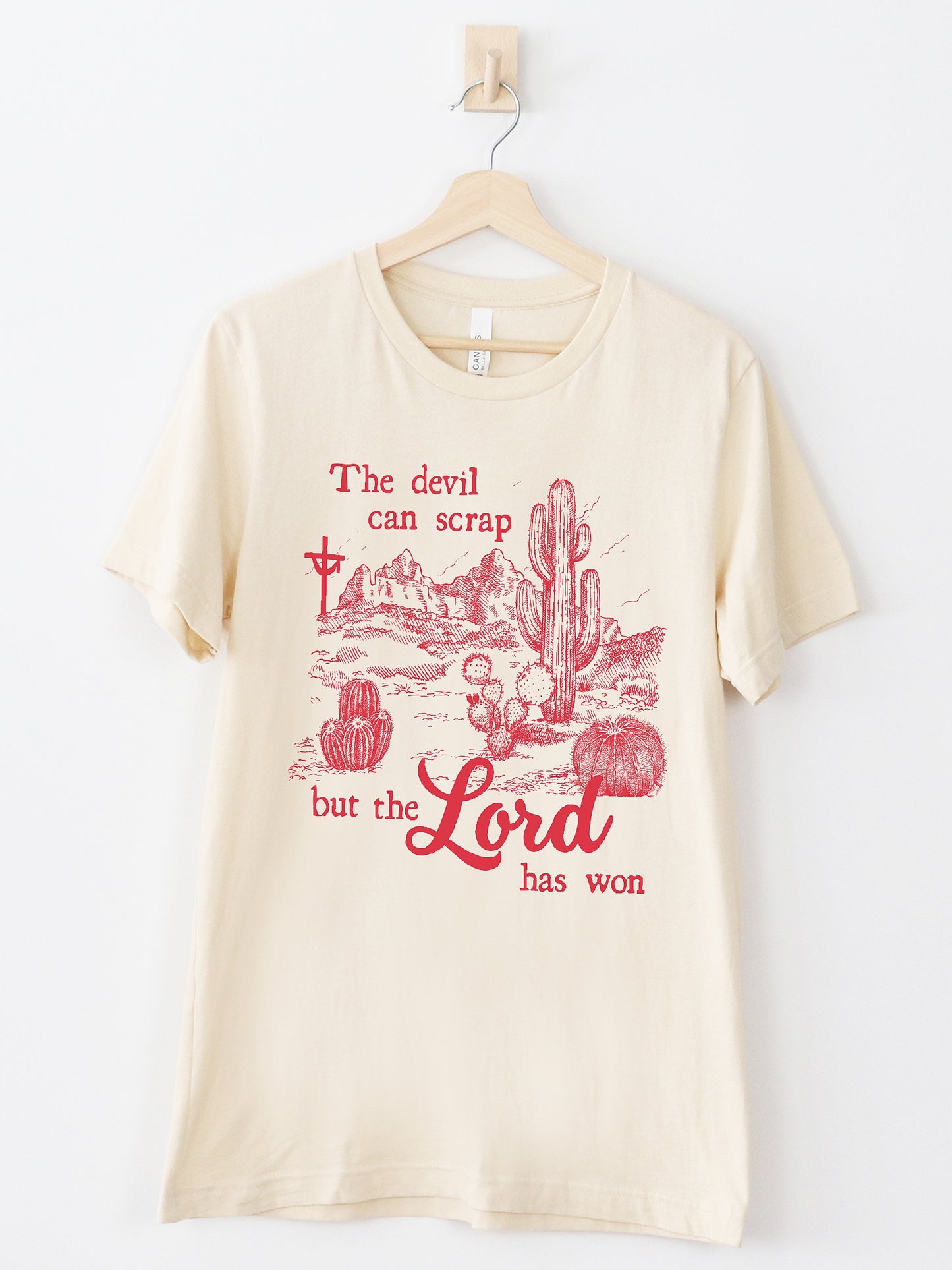 The Lord Has Won Red on Cream Graphic Tee