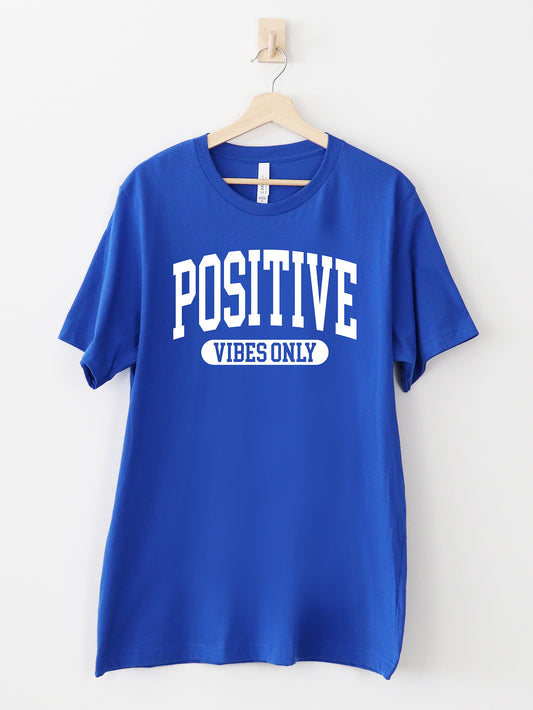 Positive Vibes Only Royal Blue Graphic Tee