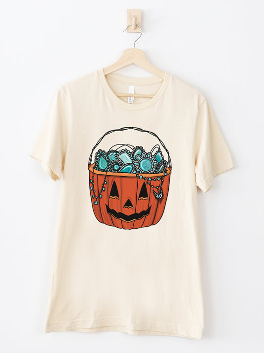 Halloween turquoise Cream Graphic Tee