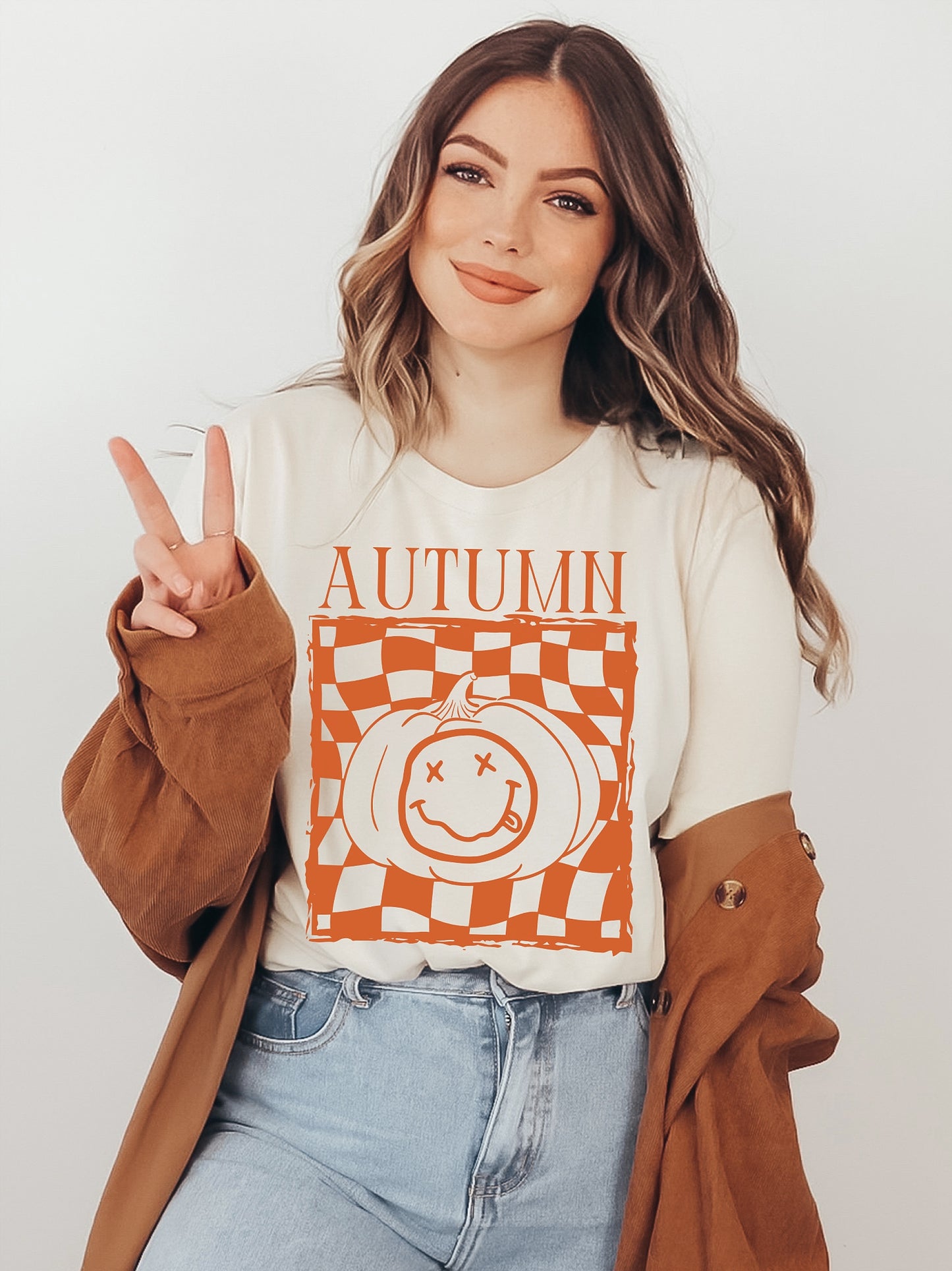 Trendy Autumn Cream Graphic Tee