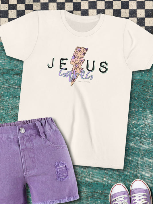 Jesus Saves Youth Cream Graphic Tee